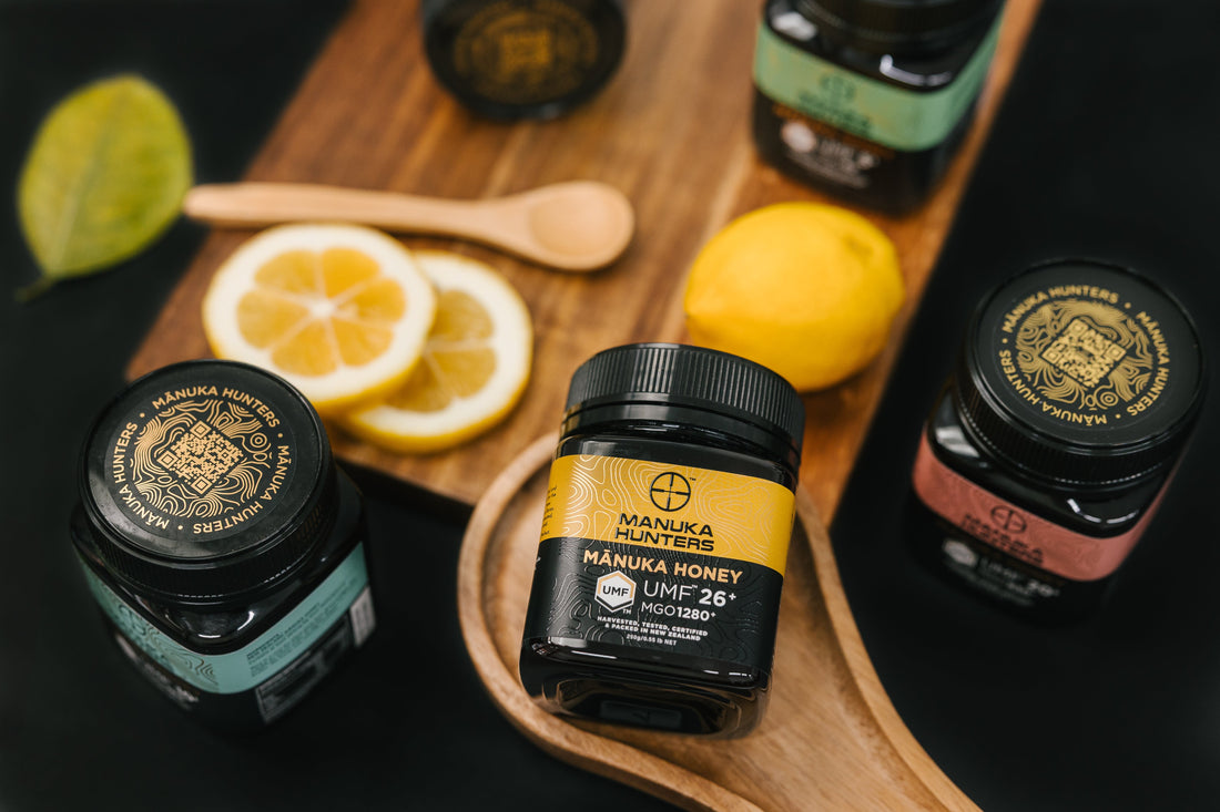 UMF and MGO manuka honey explained. Jars pictured.