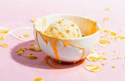 Homemade NZ hokey pokey ice cream using manuka honey and honey comb with vanilla ice cream